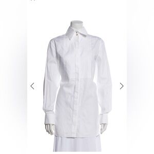 CHANEL Elegant White Dress Shirt, have a shopping bag with